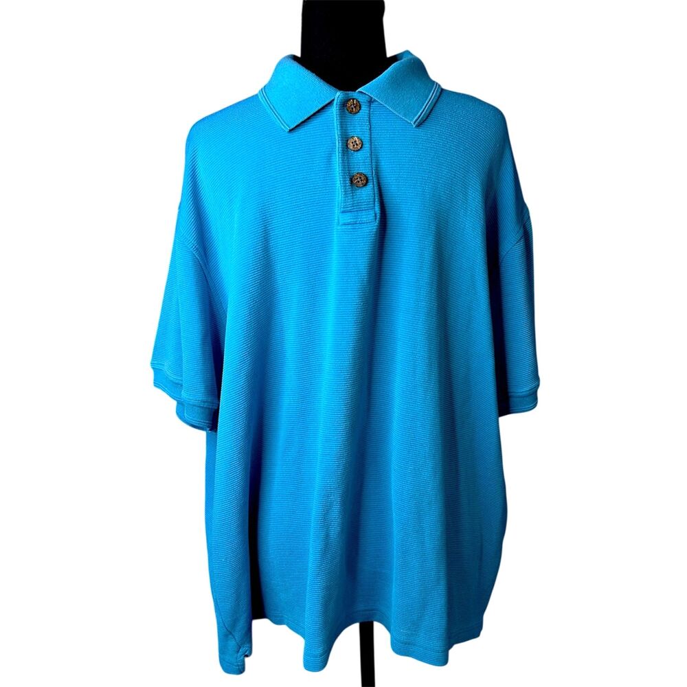 Caribbean Mens Teal Golf Polo XL Silk Cotton Quiet Luxury Performance Preppy